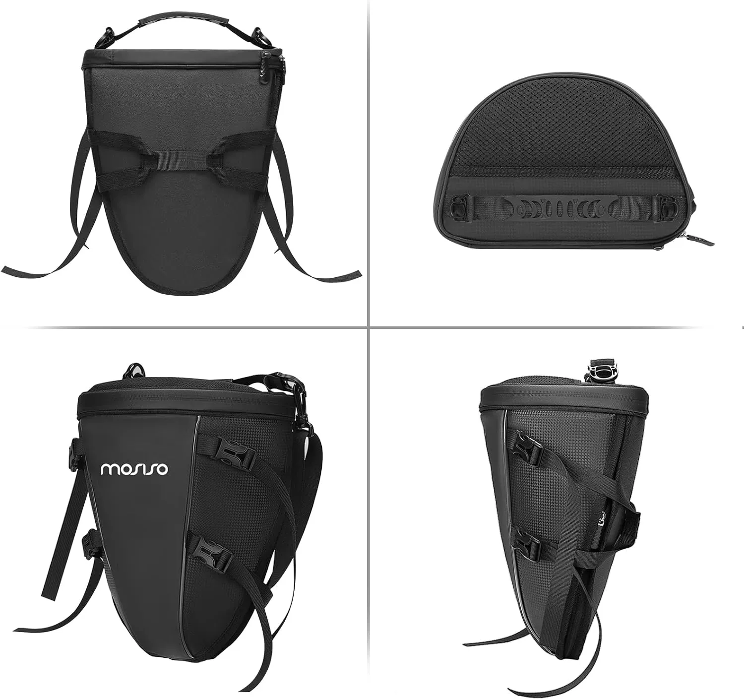 MOSISO Motorcycle Tail Bag Multifunctional Waterproof Polyester Storage Saddle Bag, 10L Outdoor Sports Motorbike Rear Seat Light Tank Handbag Tool Carry Pouch with Shoulder Strap, Black