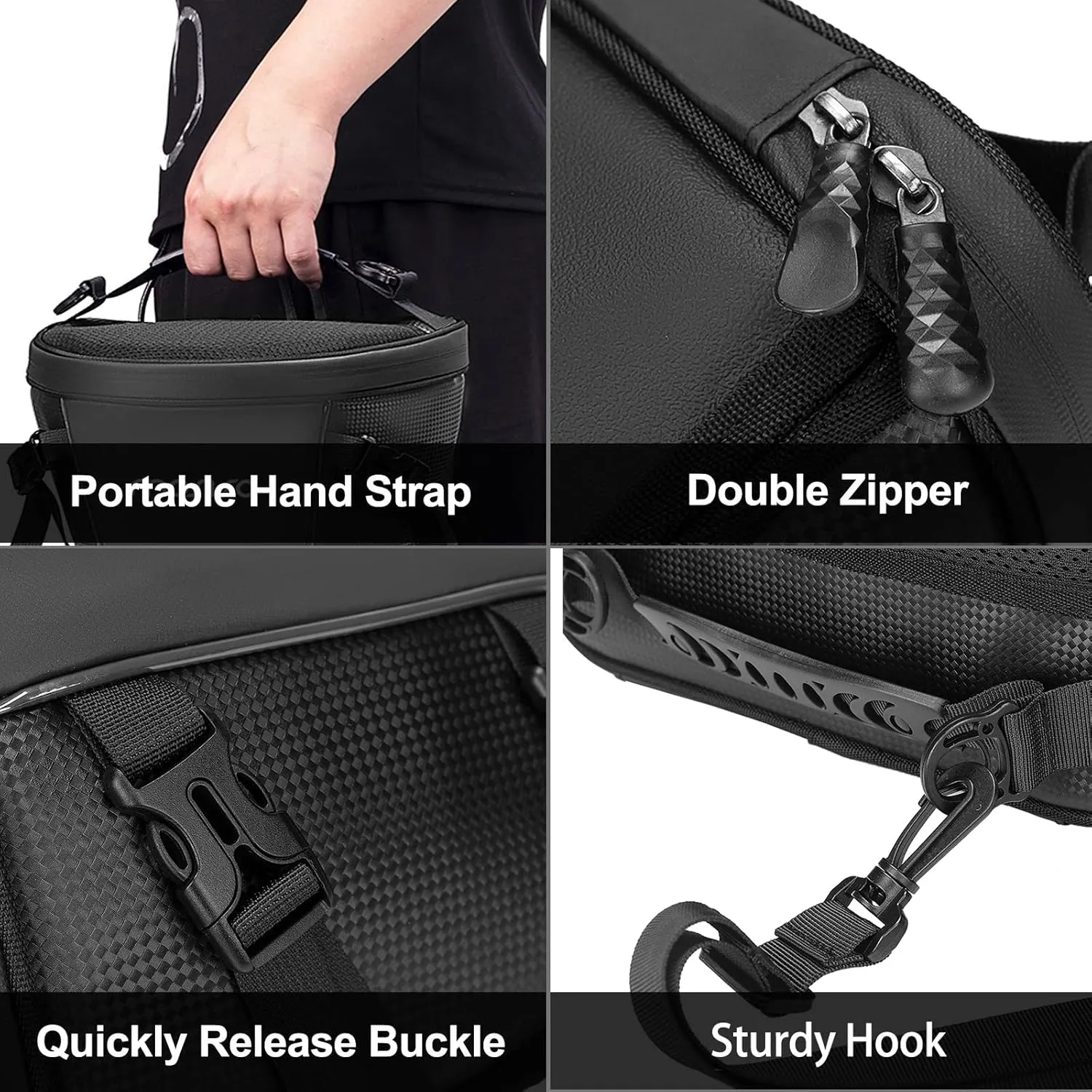 MOSISO Motorcycle Tail Bag Multifunctional Waterproof Polyester Storage Saddle Bag, 10L Outdoor Sports Motorbike Rear Seat Light Tank Handbag Tool Carry Pouch with Shoulder Strap, Black