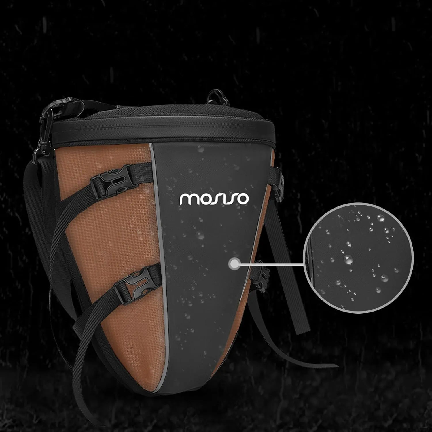 MOSISO Motorcycle Tail Bag Multifunctional Waterproof Polyester Storage Saddle Bag, 10L Outdoor Sports Motorbike Rear Seat Light Tank Handbag Tool Carry Pouch with Shoulder Strap, Brown