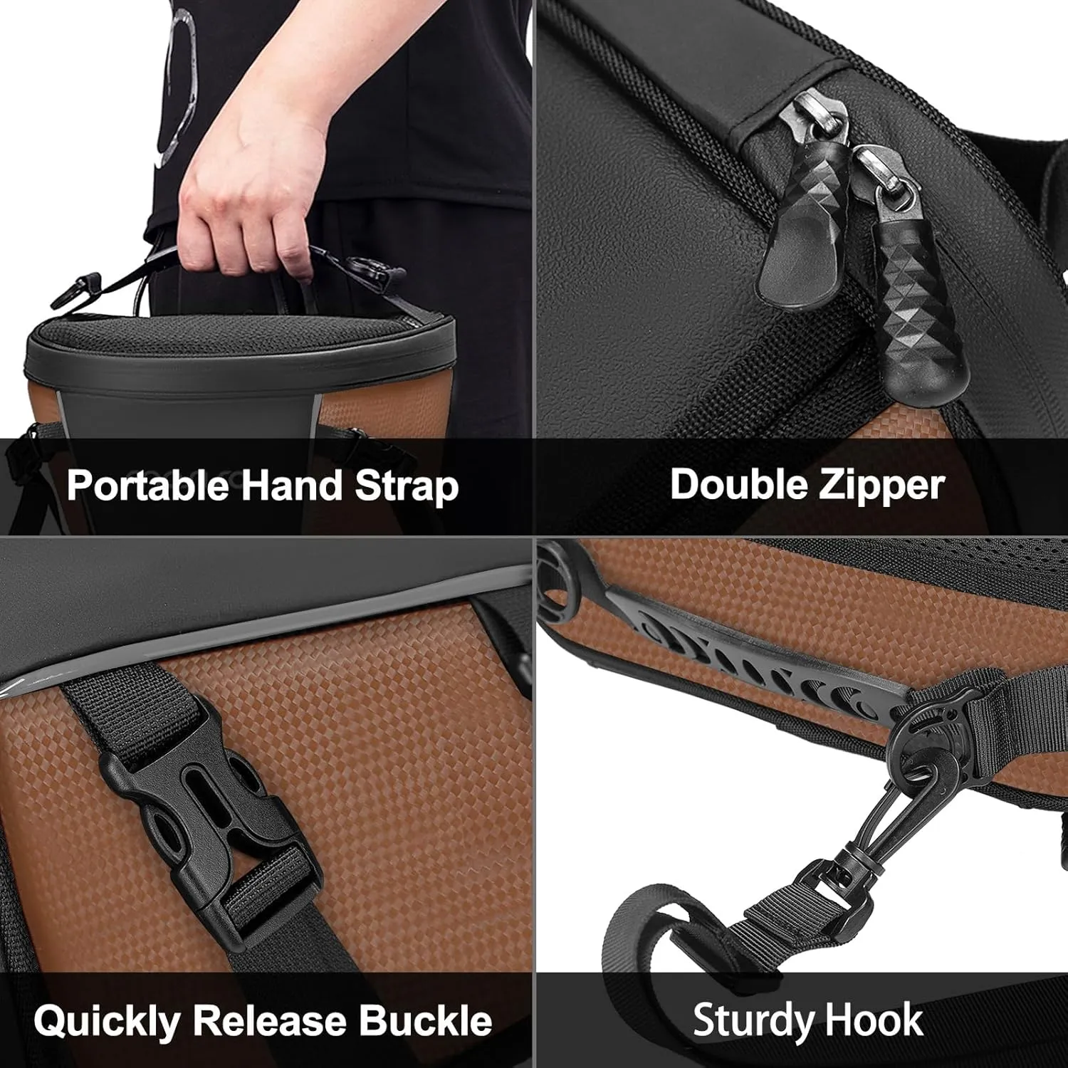 MOSISO Motorcycle Tail Bag Multifunctional Waterproof Polyester Storage Saddle Bag, 10L Outdoor Sports Motorbike Rear Seat Light Tank Handbag Tool Carry Pouch with Shoulder Strap, Brown