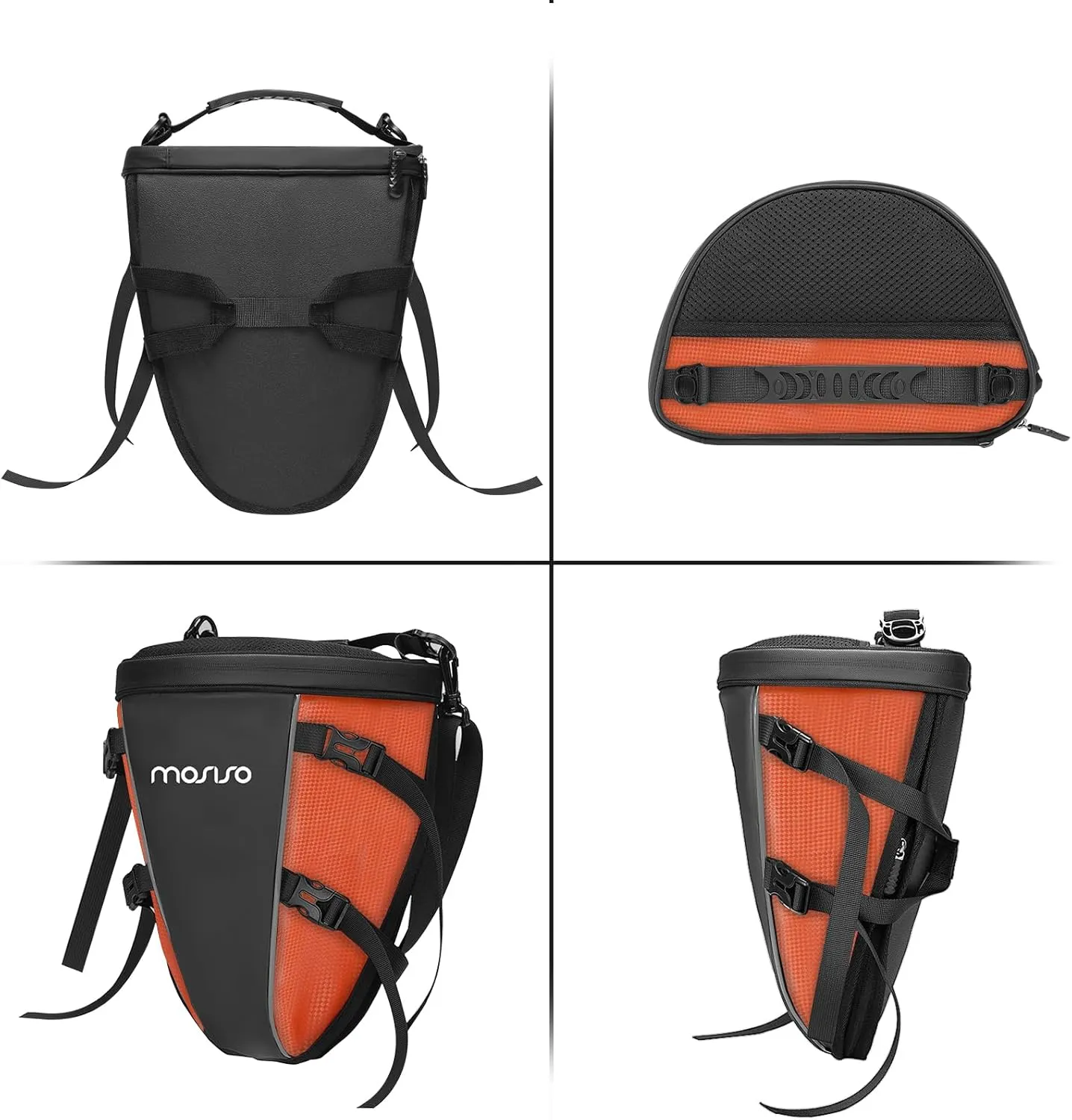 MOSISO Motorcycle Tail Bag Multifunctional Waterproof Polyester Storage Saddle Bag, 10L Outdoor Sports Motorbike Rear Seat Light Tank Handbag Tool Carry Pouch with Shoulder Strap, Orange