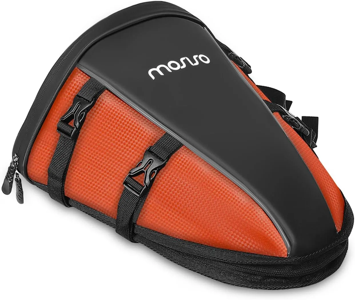 MOSISO Motorcycle Tail Bag Multifunctional Waterproof Polyester Storage Saddle Bag, 10L Outdoor Sports Motorbike Rear Seat Light Tank Handbag Tool Carry Pouch with Shoulder Strap, Orange