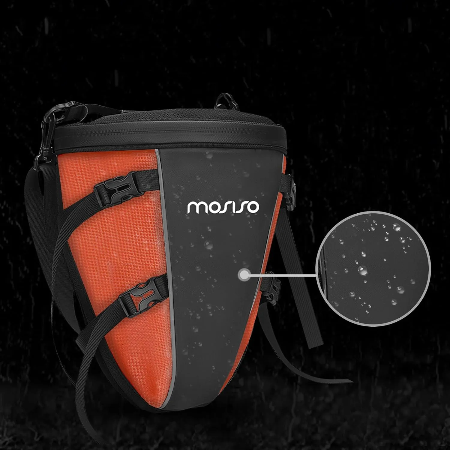 MOSISO Motorcycle Tail Bag Multifunctional Waterproof Polyester Storage Saddle Bag, 10L Outdoor Sports Motorbike Rear Seat Light Tank Handbag Tool Carry Pouch with Shoulder Strap, Orange