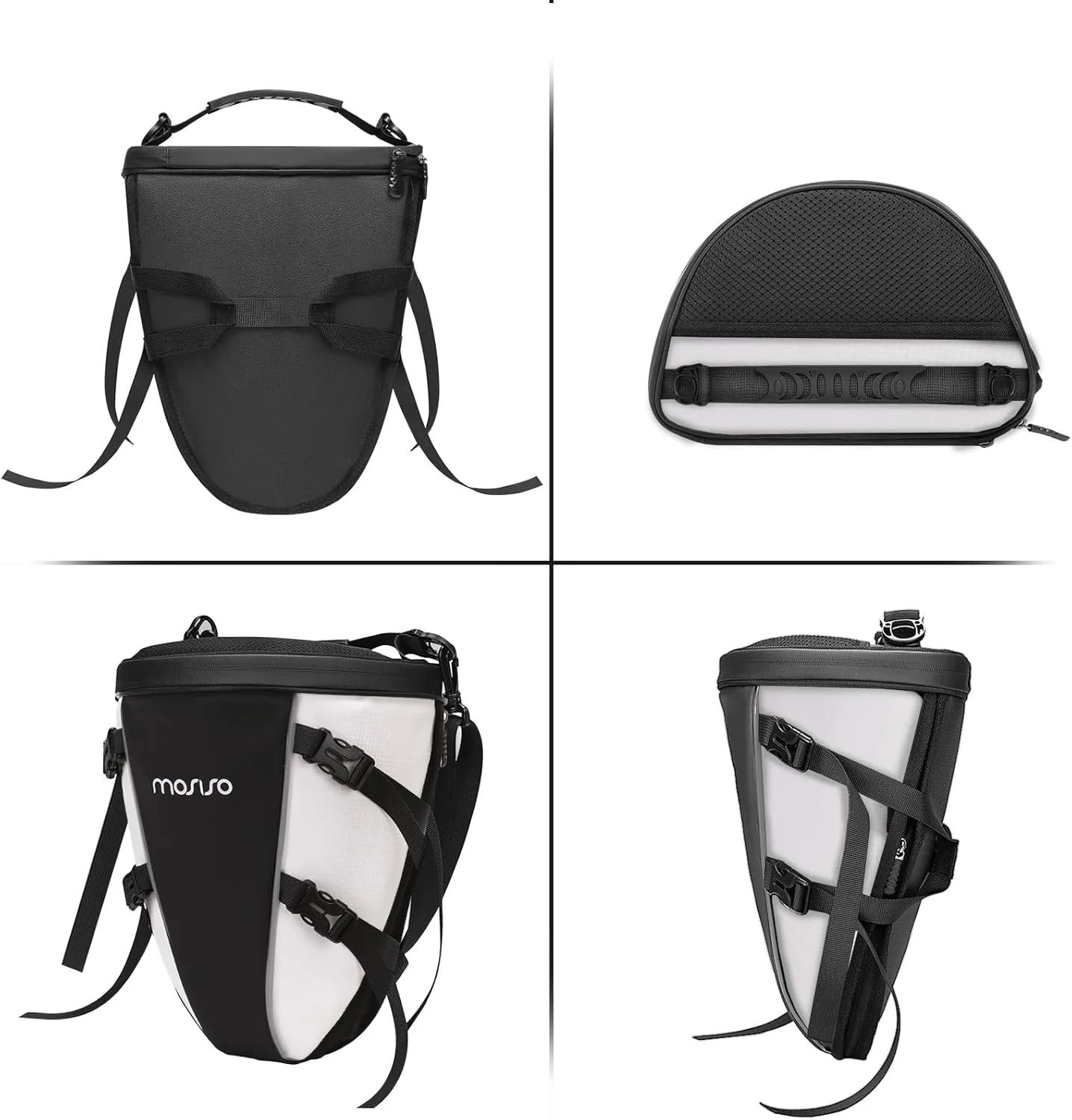 MOSISO Motorcycle Tail Bag Multifunctional Waterproof Polyester Storage Saddle Bag, 10L Outdoor Sports Motorbike Rear Seat Light Tank Handbag Tool Carry Pouch with Shoulder Strap, White