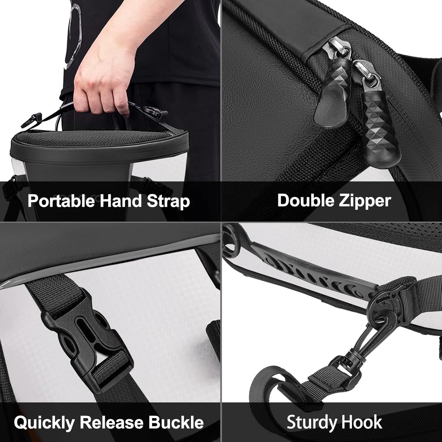 MOSISO Motorcycle Tail Bag Multifunctional Waterproof Polyester Storage Saddle Bag, 10L Outdoor Sports Motorbike Rear Seat Light Tank Handbag Tool Carry Pouch with Shoulder Strap, White