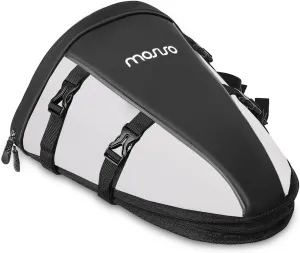 MOSISO Motorcycle Tail Bag Multifunctional Waterproof Polyester Storage Saddle Bag, 10L Outdoor Sports Motorbike Rear Seat Light Tank Handbag Tool Carry Pouch with Shoulder Strap, White