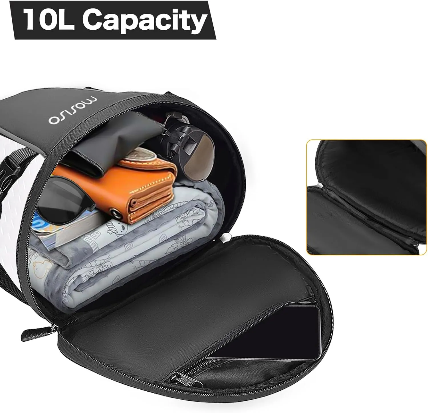 MOSISO Motorcycle Tail Bag Multifunctional Waterproof Polyester Storage Saddle Bag, 10L Outdoor Sports Motorbike Rear Seat Light Tank Handbag Tool Carry Pouch with Shoulder Strap, White