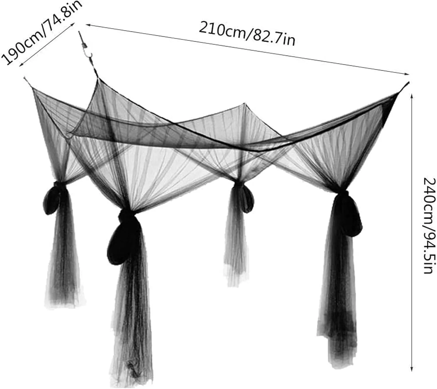 Mosquito Net for Bed Canopy, 4 Corner Post Curtains Bed Canopy Large Mosquito Netting Bedroom Princess Decoration for Girls & Adults, Fits Full/Queen/King Size