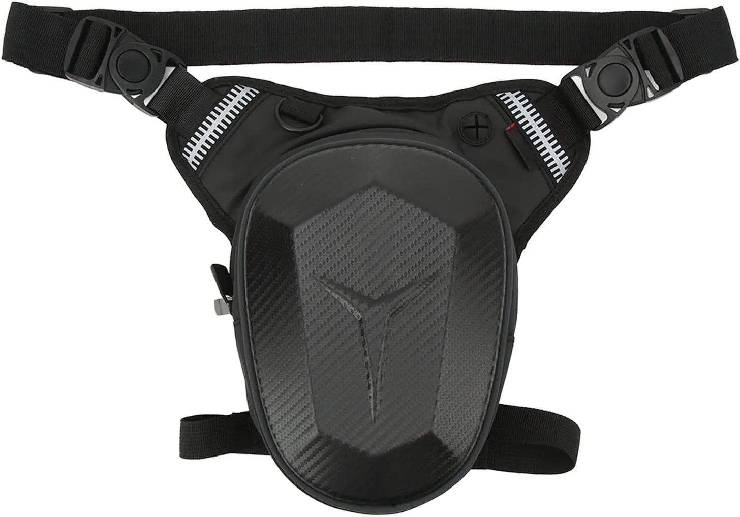 Motorcycle Drop Leg Bag with Reflective Strip Water Waist Pack for Outdoor Hiking Traveling Fishing (Carbon Fiber Style)