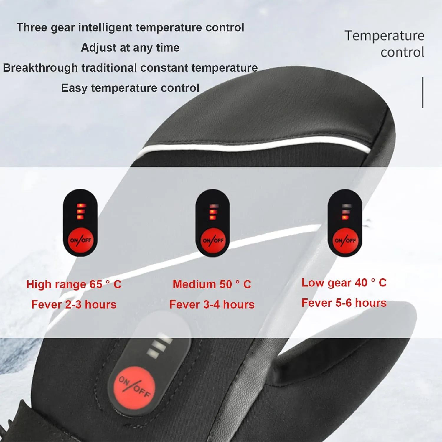 Motorcycle Heating Touch Screen Gloves Warm Carbon Fiber Heating Skiing Anti-Splashing Three-Speed Temperature Adjustment Riding Mountaineering