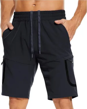 MOURCE Mens Hiking Shorts 9 Inch Inseam Quick Dry Lightweight Stretch Elastic Waist Outdoor Men Golf Shorts Fishing Camping