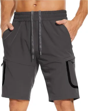 MOURCE Mens Hiking Shorts 9 Inch Inseam Quick Dry Lightweight Stretch Elastic Waist Outdoor Men Golf Shorts Fishing Camping