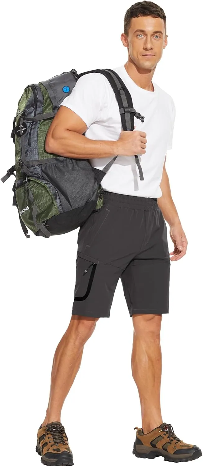 MOURCE Mens Hiking Shorts 9 Inch Inseam Quick Dry Lightweight Stretch Elastic Waist Outdoor Men Golf Shorts Fishing Camping