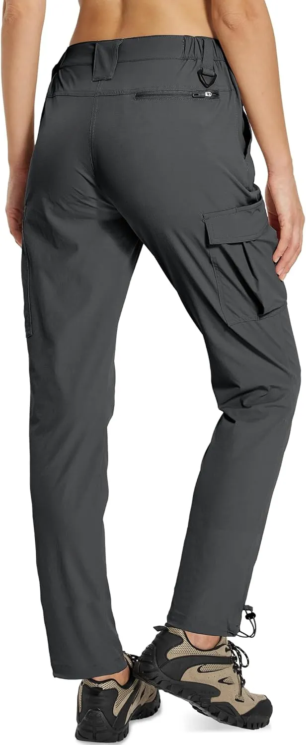MOURCE Womens Hiking Pants Lightweight - Quick Dry Water Resistant UPF 50 Travel Pants with 7 Pockets & Adjustable Cuffs