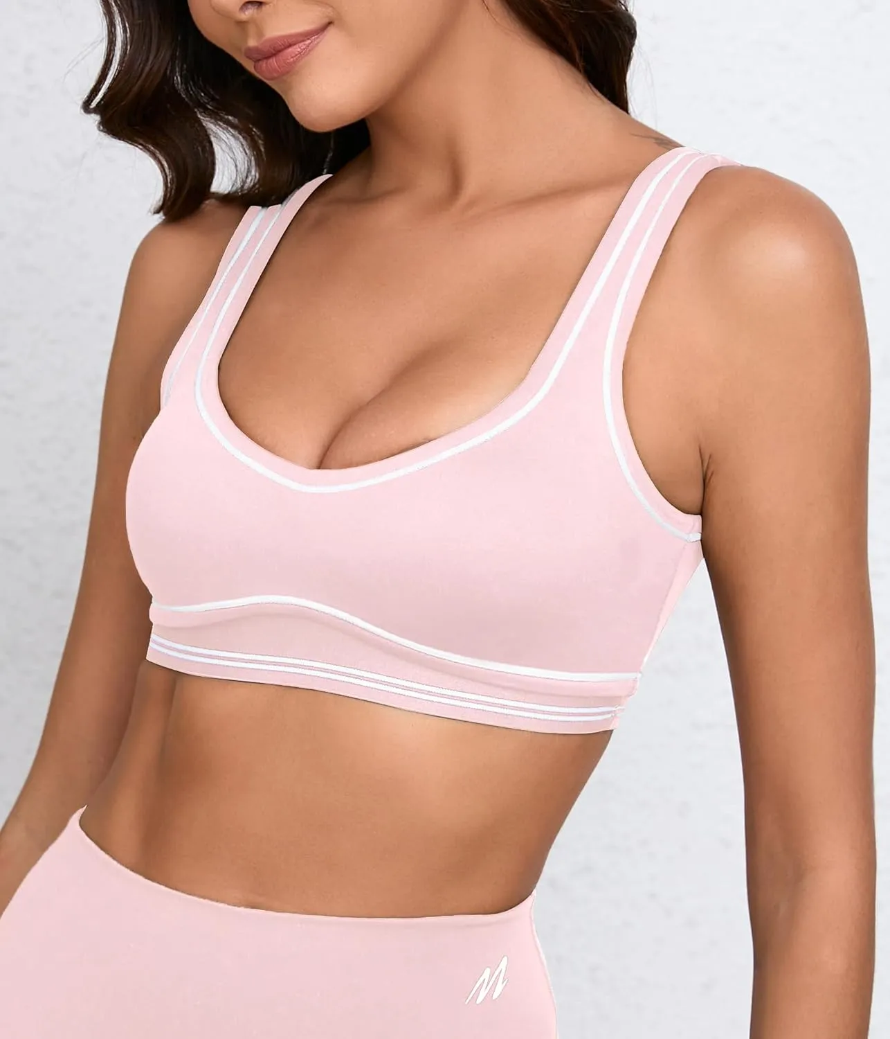 Move With You Women Sweetheart Padded Sports Bra- Workout Fitness Square Neck Low Back Yoga Bra