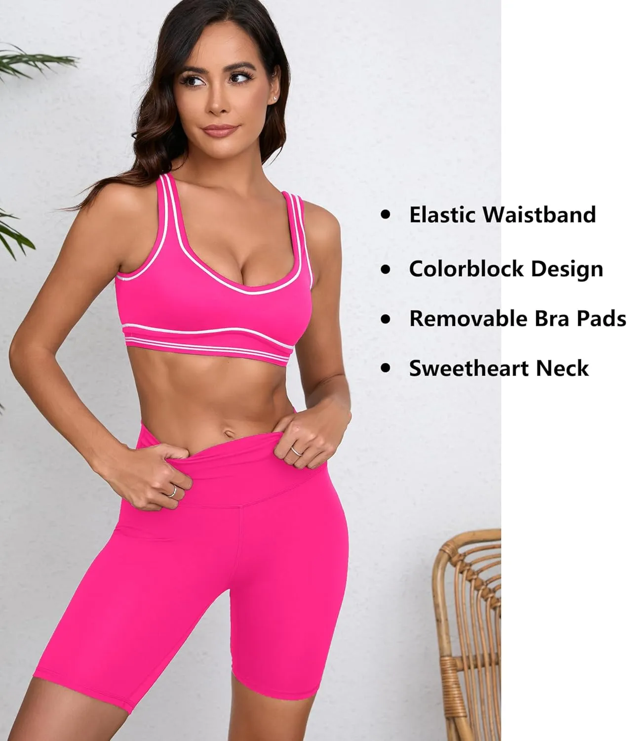 Move With You Women Sweetheart Padded Sports Bra- Workout Fitness Square Neck Low Back Yoga Bra