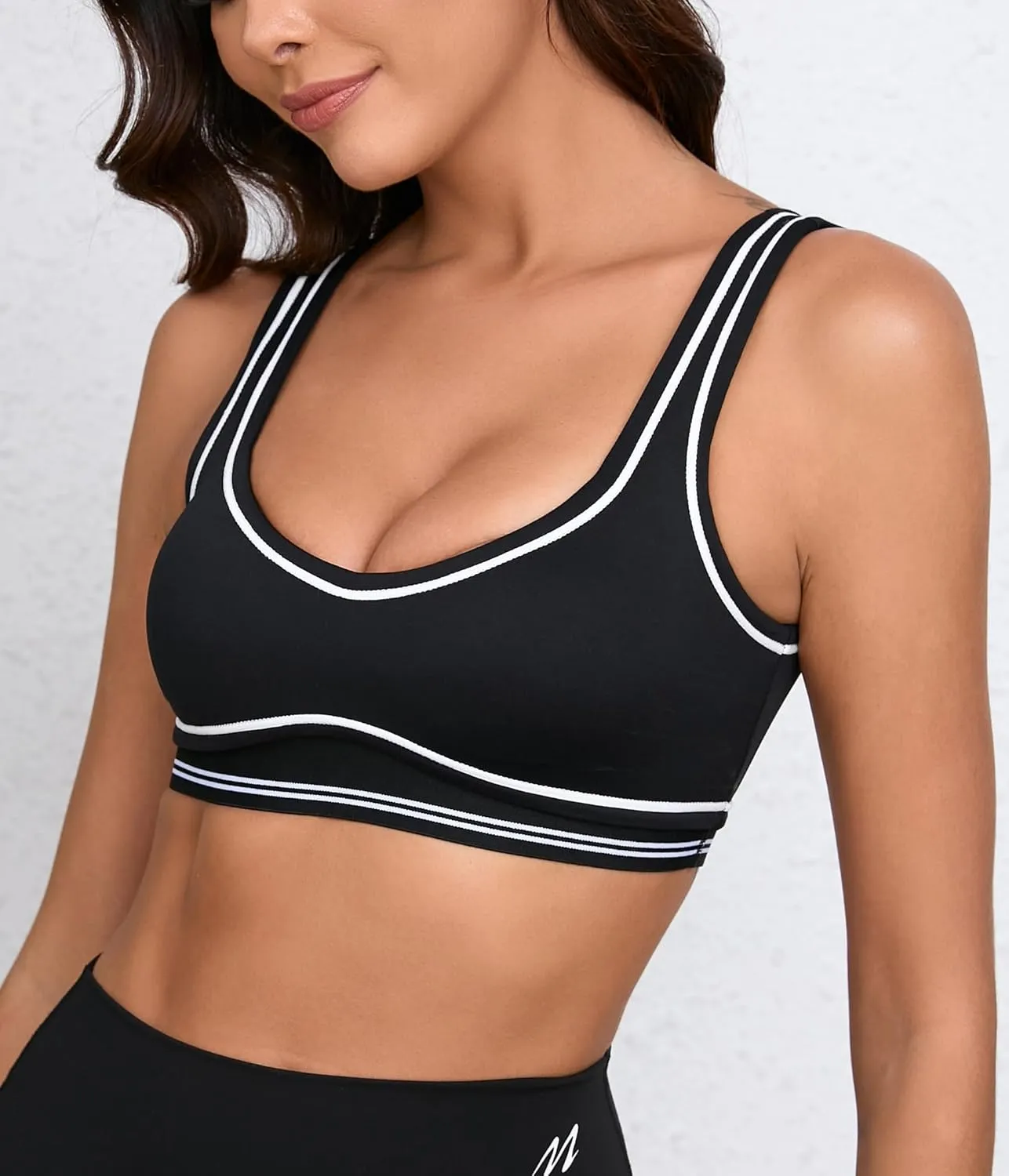 Move With You Women Sweetheart Padded Sports Bra- Workout Fitness Square Neck Low Back Yoga Bra