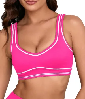 Move With You Women Sweetheart Padded Sports Bra- Workout Fitness Square Neck Low Back Yoga Bra