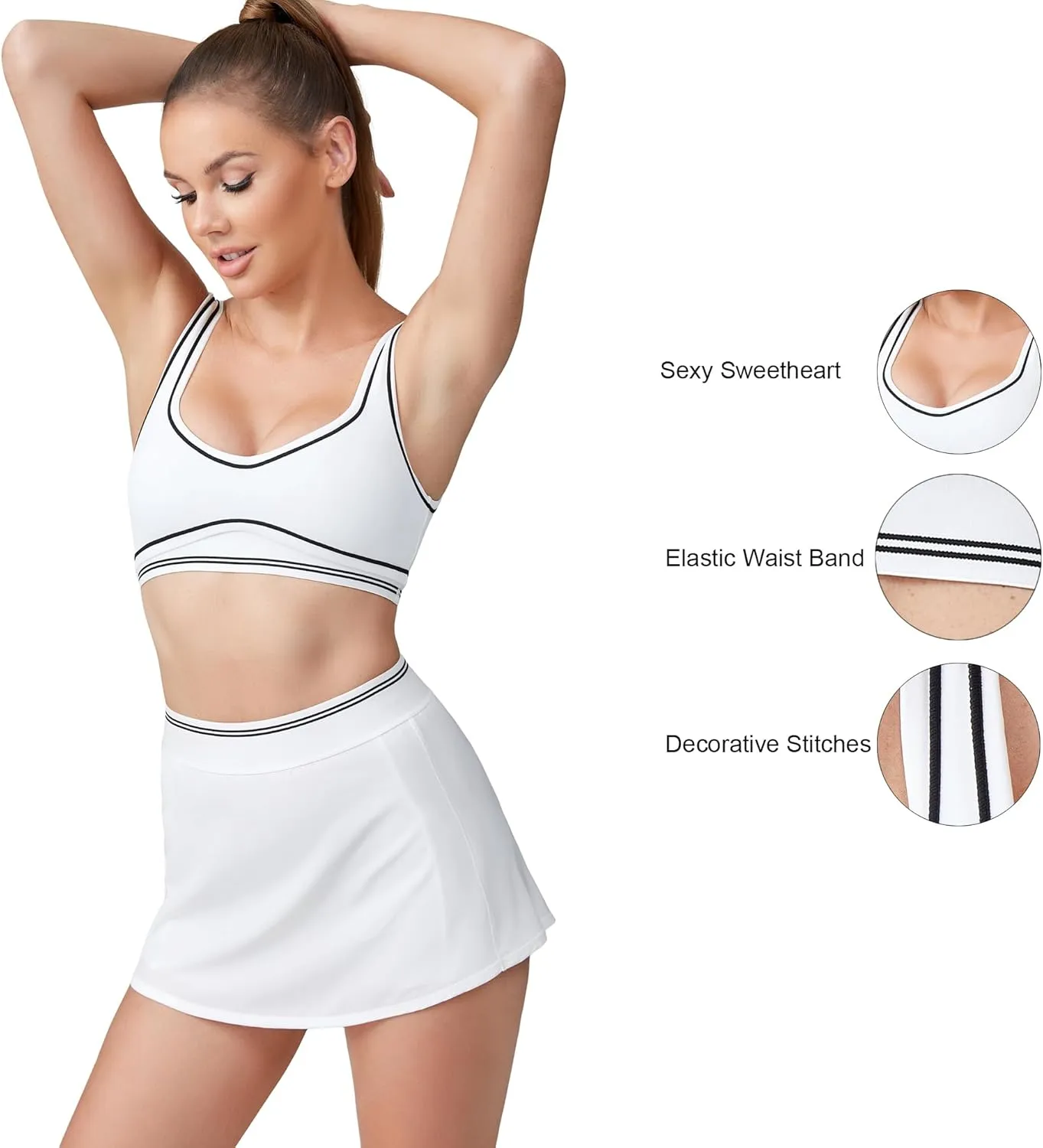 Move With You Women Sweetheart Padded Sports Bra- Workout Fitness Square Neck Low Back Yoga Bra
