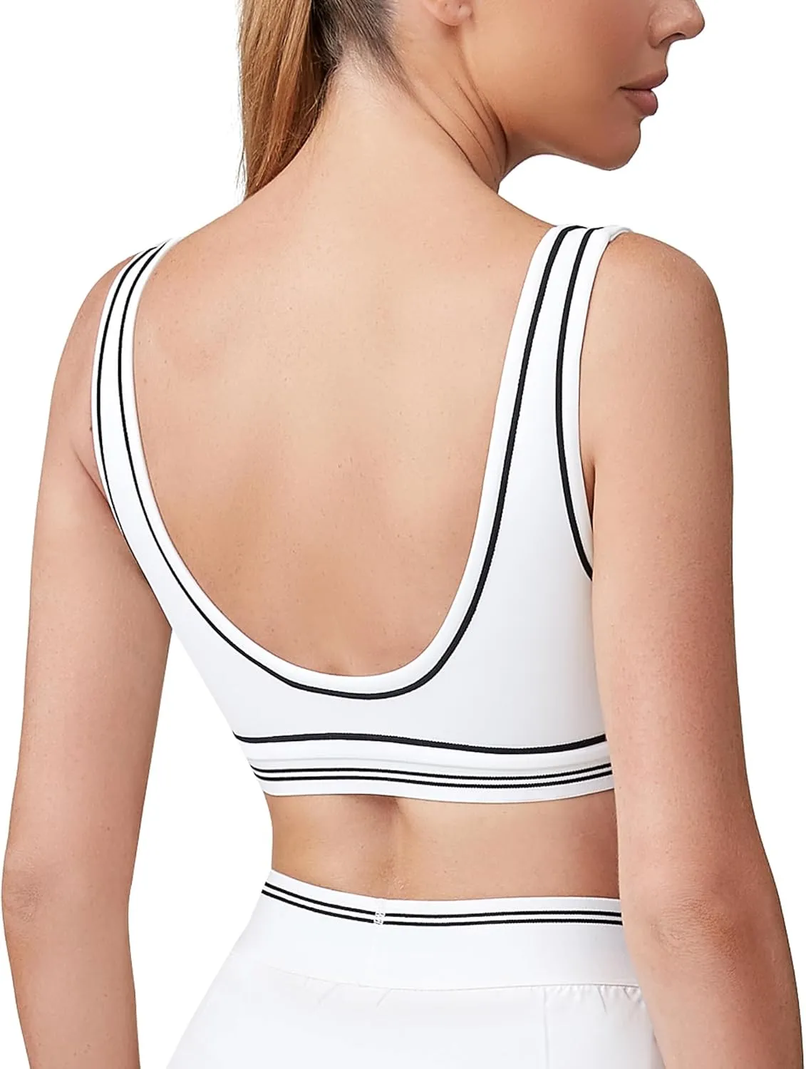 Move With You Women Sweetheart Padded Sports Bra- Workout Fitness Square Neck Low Back Yoga Bra