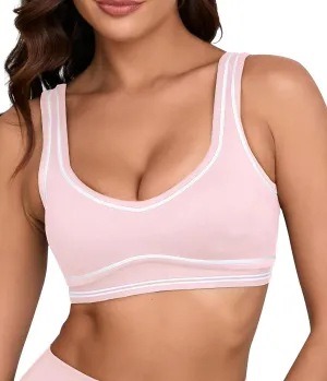Move With You Women Sweetheart Padded Sports Bra- Workout Fitness Square Neck Low Back Yoga Bra