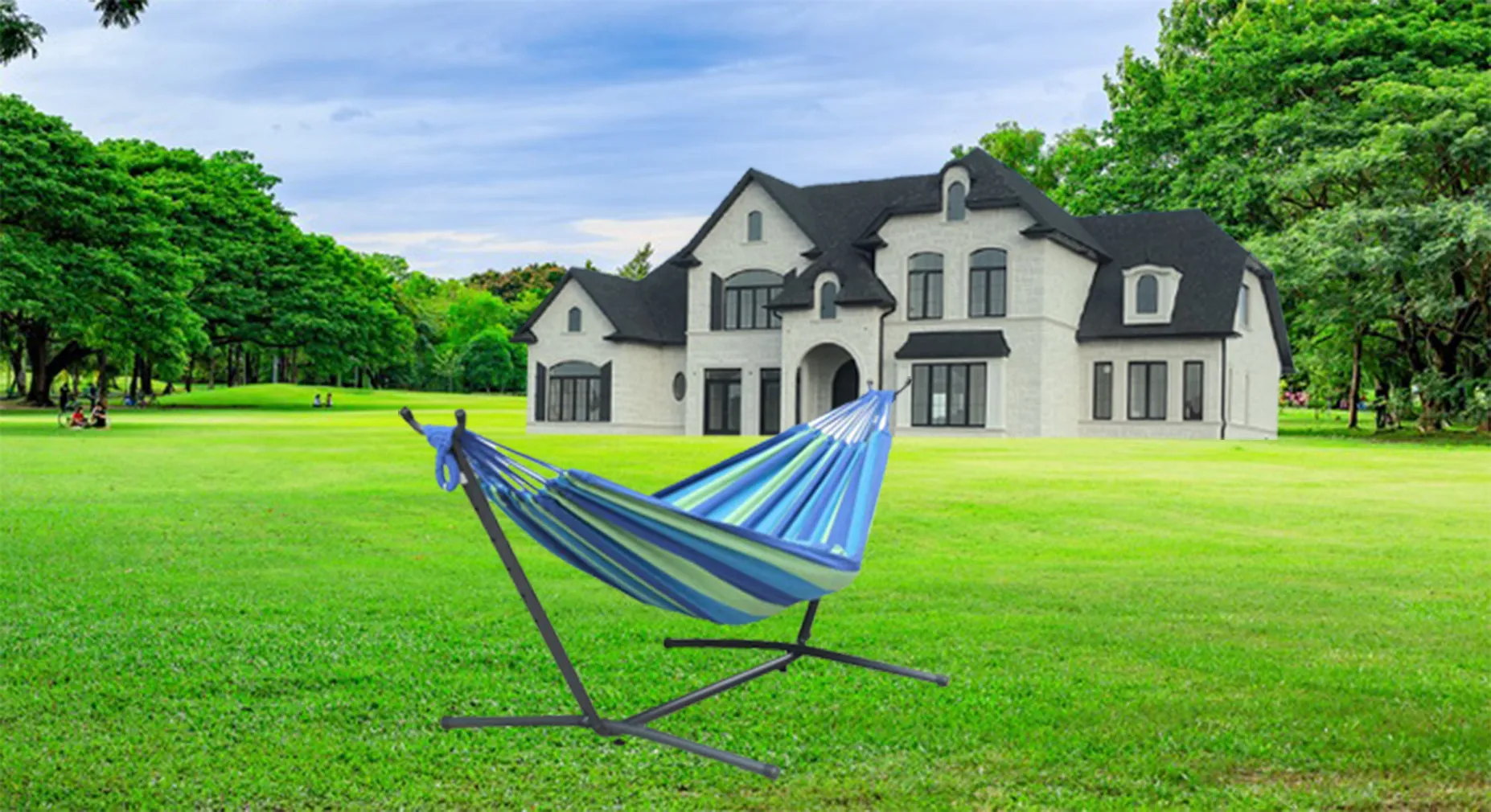 MSW Furniture High Quality Hammock with Space Saving Steel Stand Includes Portable Carrying Case