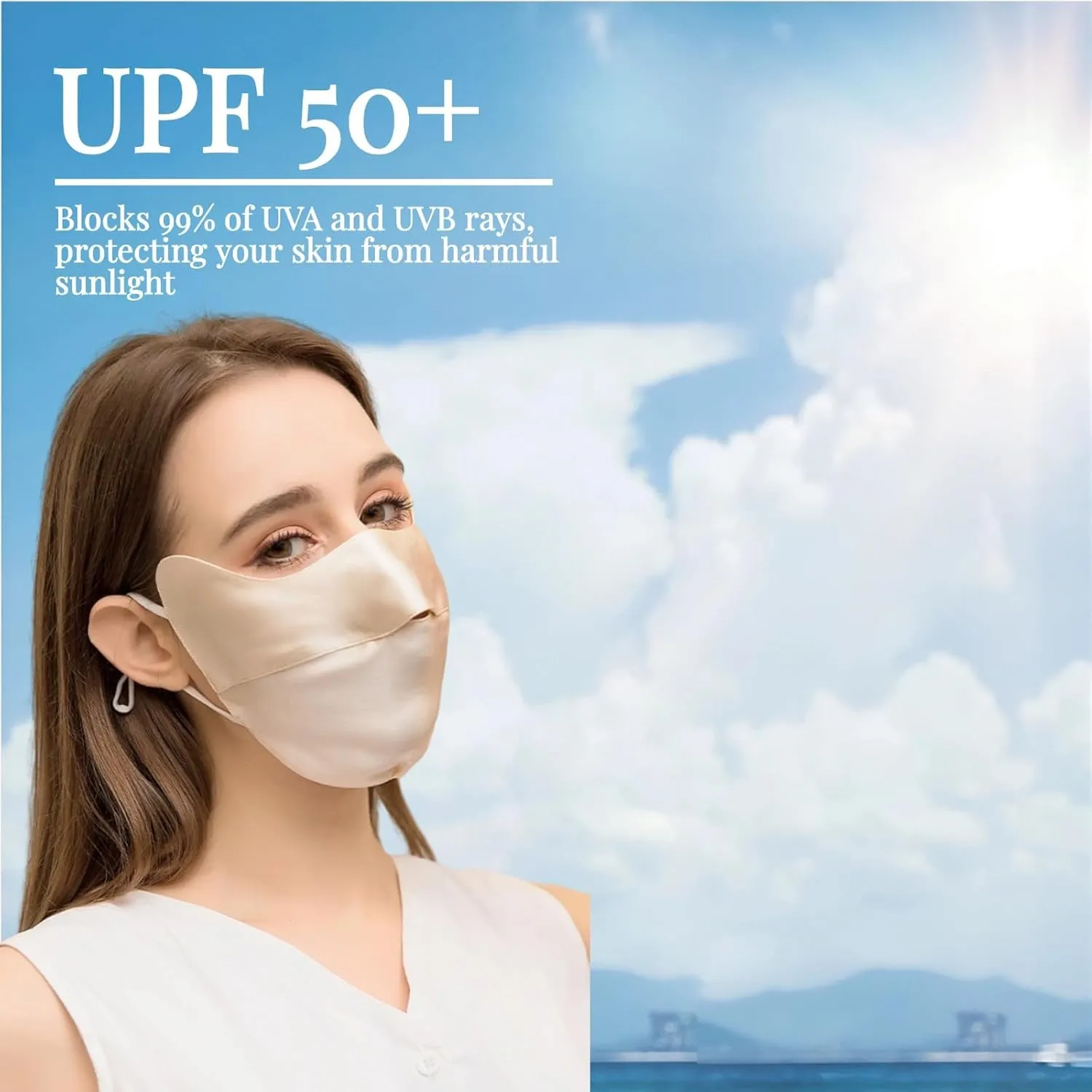 Mulberry Silk Sun Protection Mask - UPF 50  Lightweight Facial Shield for Outdoor Use