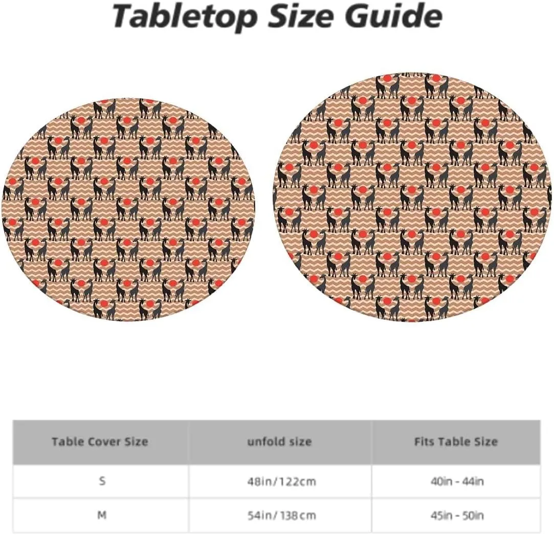 Multicolor Round Fitted Tablecloth Reindeer Caribou Herd Forest Leaves Trees Table Cloth Round Elastic Edge Fitted Table Cover Antler Fits up 45"-50" Diameter Tables