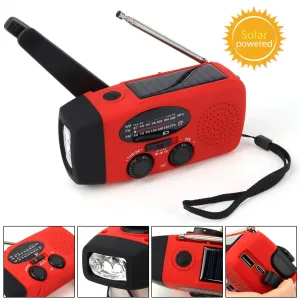 Multifunctional Solar Hand Crank Radio with LED Flashlight & USB Charging