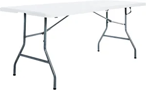 Multipurpose Banquet Fold-in-Half Table Lightweight Durable Desk with Secure Base for Indoor and Outdoor Events, 6 Foot, White