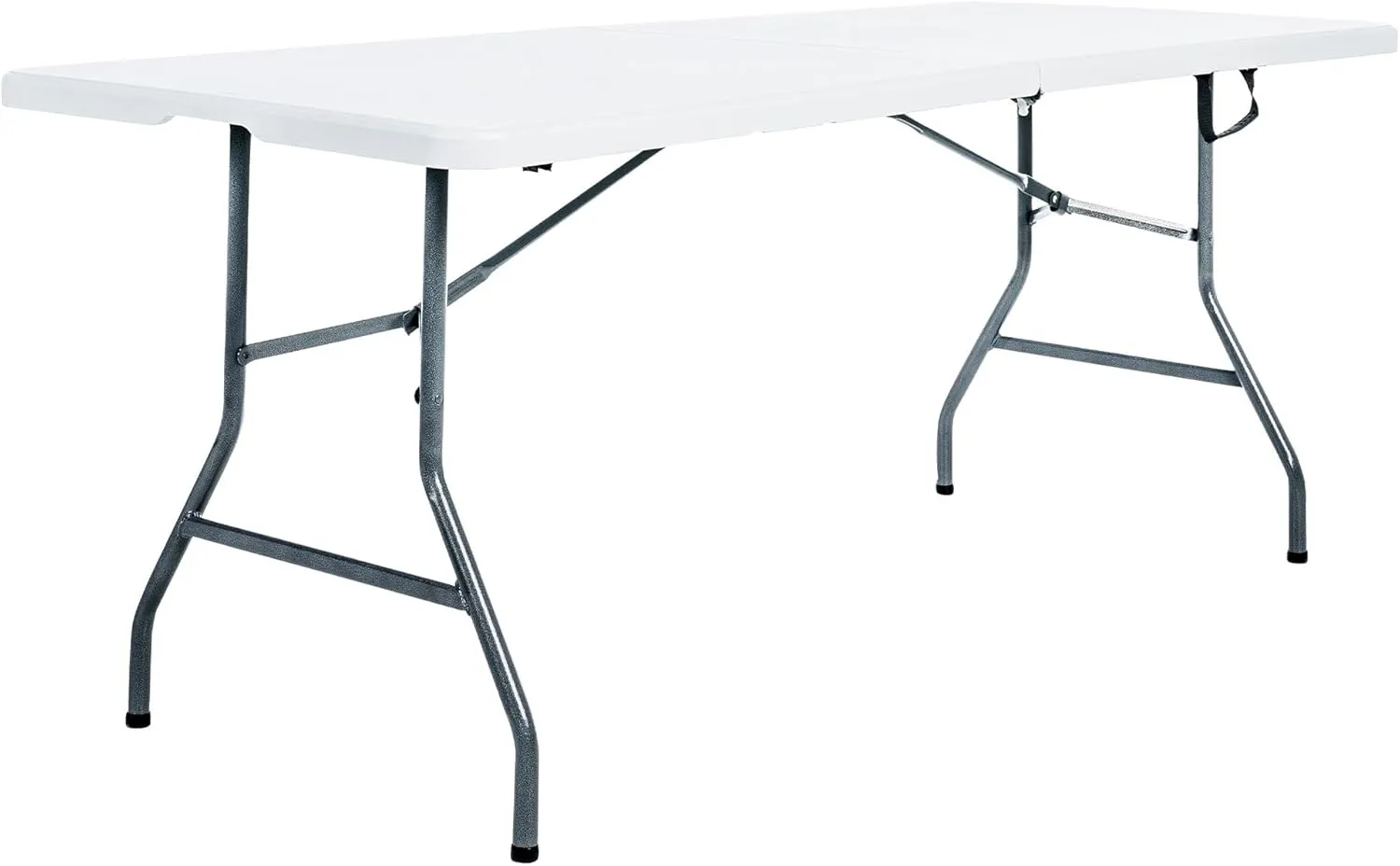 Multipurpose Banquet Fold-in-Half Table Lightweight Durable Desk with Secure Base for Indoor and Outdoor Events, 6 Foot, White