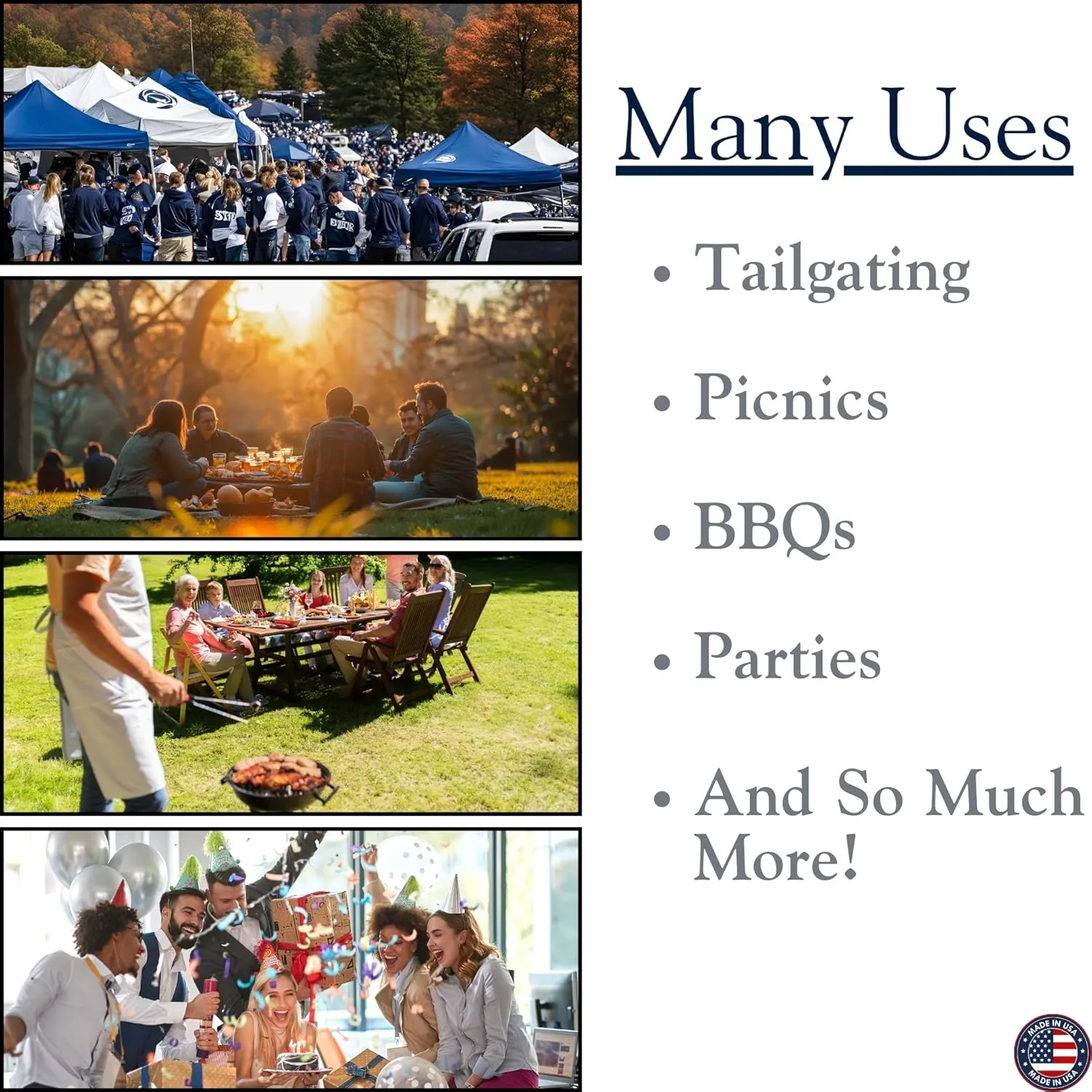 N. F. String & Son, Inc. NCAA The Penn State University Table Covers, Value Pack, 4 Table Covers, 40in. Wide x 9ft. Long, White Kraft Paper (Penn State Navy)