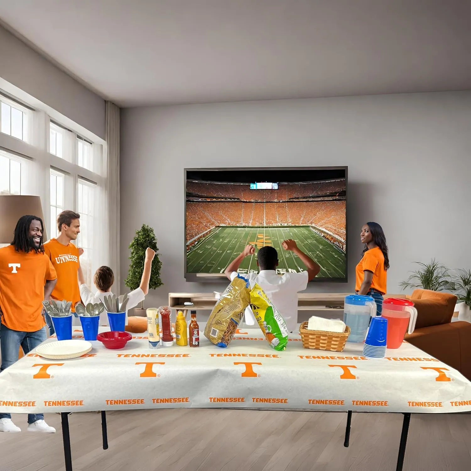 N. F. String & Son, Inc. NCAA University of Tennessee Paper Table Covers, Value Pack, 4 Table Covers, 40in. Wide x 9ft. Long, White Kraft Paper (Tennessee)
