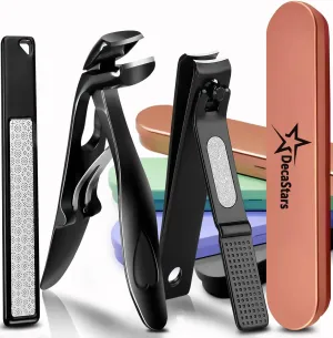 Nail Clippers for Thick Nails, Extra Sharp Ergonomic Wide Jaw Angled Toenail Clippers Fingernail Clippers for Women Men Seniors Nail Cutters Trimmers Set with Nail File Gift Case - Rose Gold