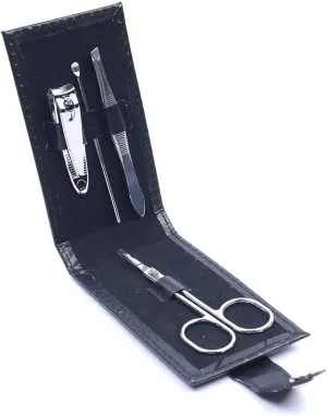 Nail Clippers Set 4 Pcs/Set Nail Clippers Scissors File Tweezers PVC Bag Case Mini Nail Manicure Tool Set Nail Care Kits Beauty Tool Portable Set(Red)