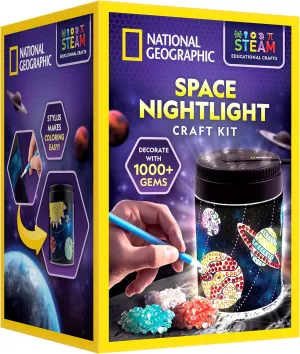 NATIONAL GEOGRAPHIC Diamond Painting Solar System Night Light - Make Your Own Night Light with 1000  Gems to Decorate, Arts and Crafts Kits for Kids ages 8 9 10 11 12, DIY Space Gift, Planets for Kids