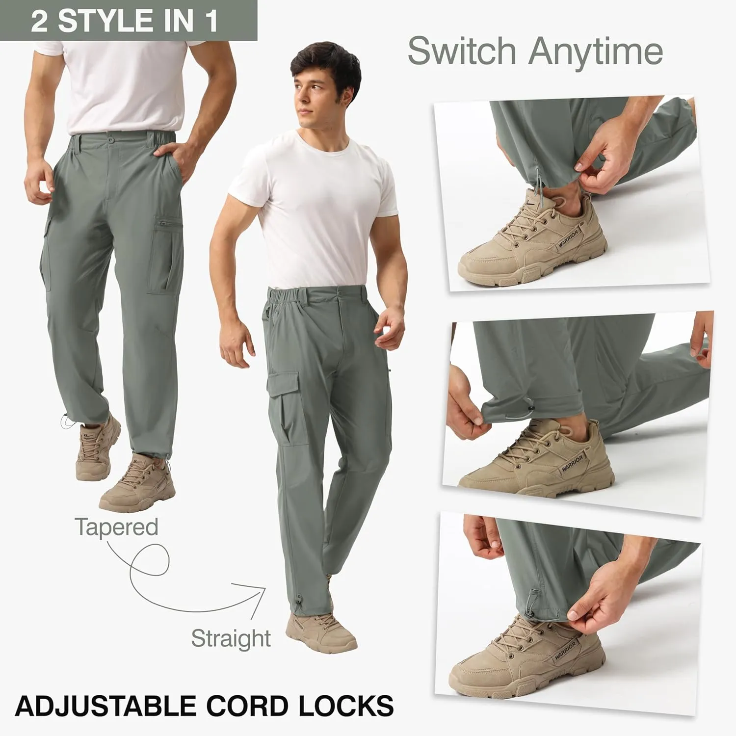 NATUVENIX Hiking Pants Men Lightweight Mens Travel Pants Quick Dry Cargo Pants for Men Stretch Work Pants Water Resistant