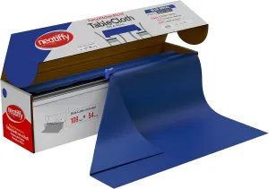 Neatiffy Disposable Plastic Table Cloth Roll | 54 in x 108 Ft Waterproof Tablecloth | Table Cover for Rectangle, Square, Round Oval Tables | Picnic, Party, Banquet, Birthdays, Weddings - Royal Blue