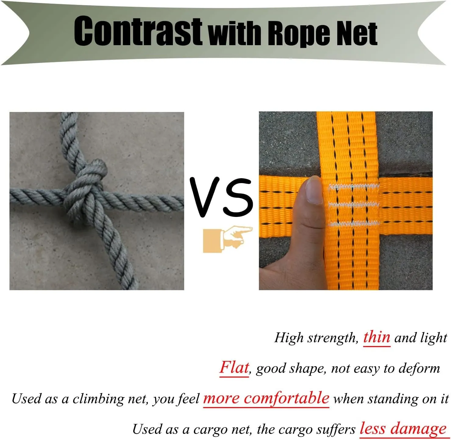 Net for Swing Set,Safety Nets Cargo Rope Heavy Duty Netting Rope Ladder Climbing Treehouse Protection Kids Playground Webbing Net,Ninja Warrior Obstacle Course,Training Equipment,Orange