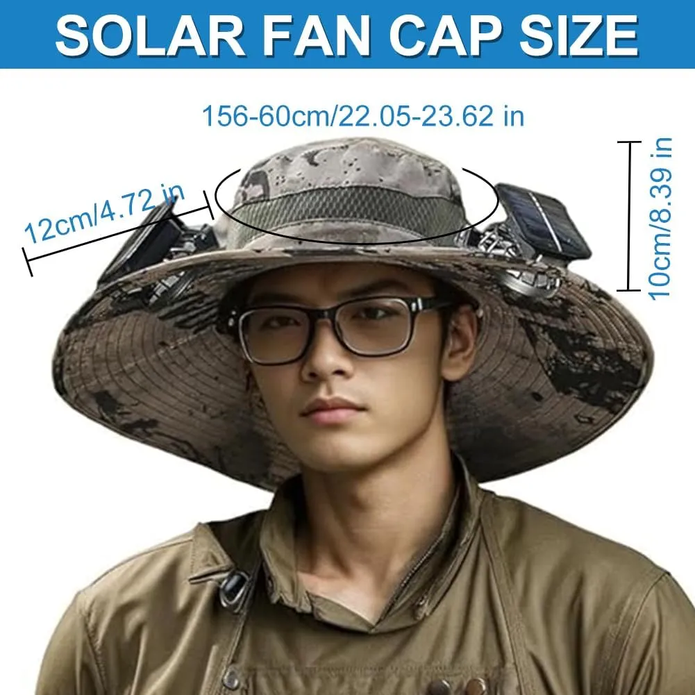 New Solar Fan Hat Sun Fishing Hat for Men Women with Solar Powered Panel Fans Built in Hiking Hats and Sunblock Sleeves