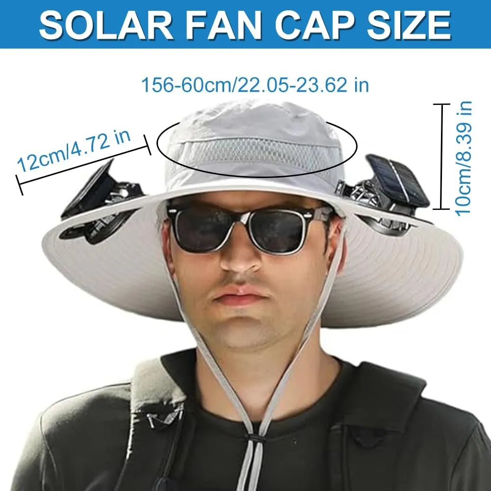 New Solar Fan Hat Sun Fishing Hat for Men Women with Solar Powered Panel Fans Built in Hiking Hats and Sunblock Sleeves