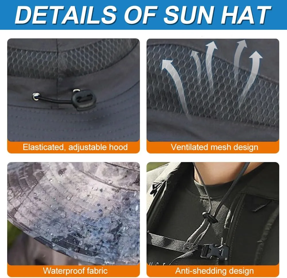 New Solar Fan Hat Sun Fishing Hat for Men Women with Solar Powered Panel Fans Built in Hiking Hats and Sunblock Sleeves