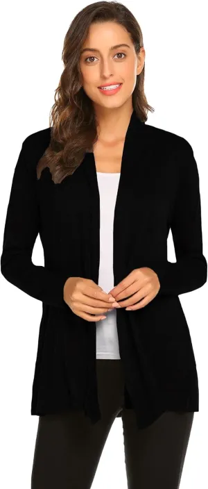 Newchoice Womens Casual Lightweight Long Sleeve Cardigan Soft Drape Open Front Fall Dusters (S-3XL)