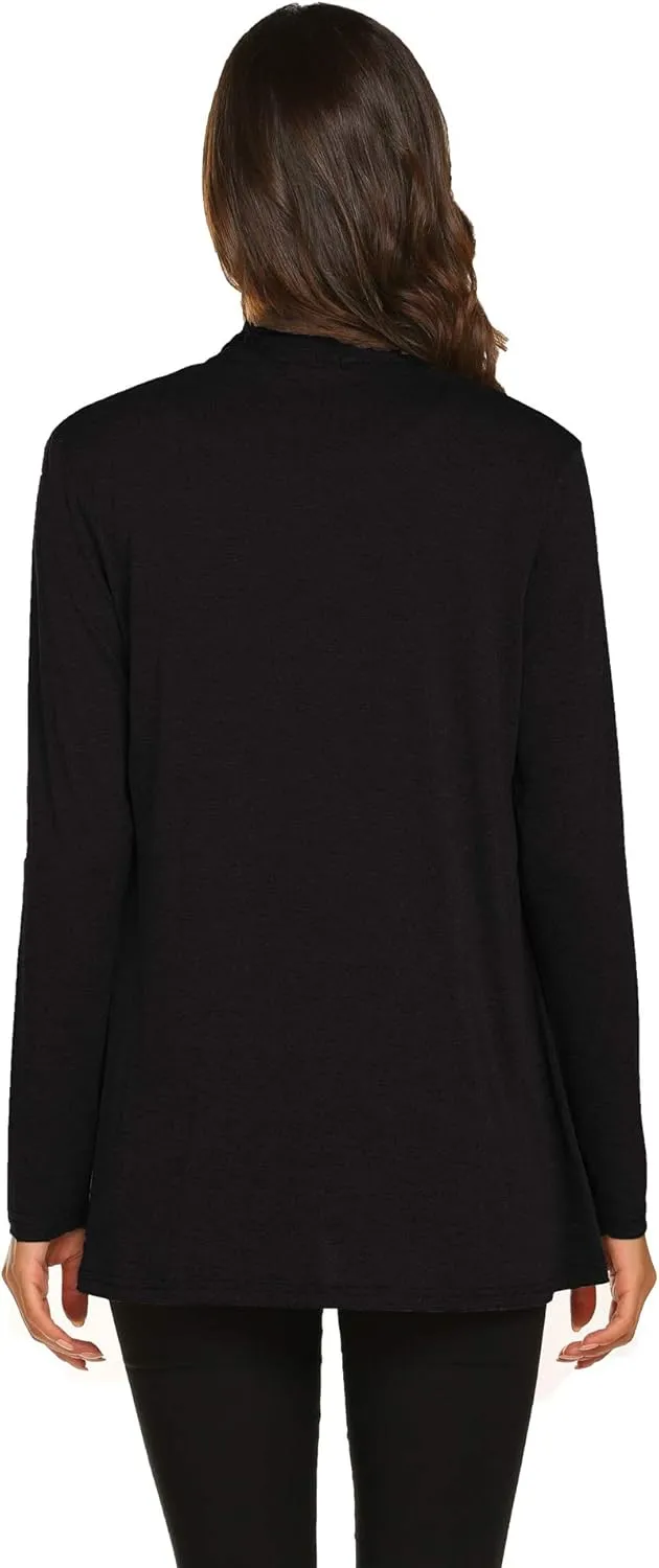 Newchoice Womens Casual Lightweight Long Sleeve Cardigan Soft Drape Open Front Fall Dusters (S-3XL)