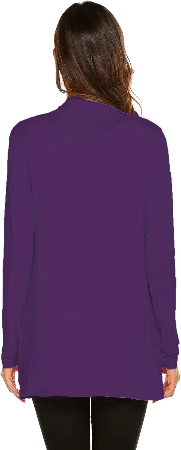 Newchoice Womens Casual Lightweight Long Sleeve Cardigan Soft Drape Open Front Fall Dusters (S-3XL)