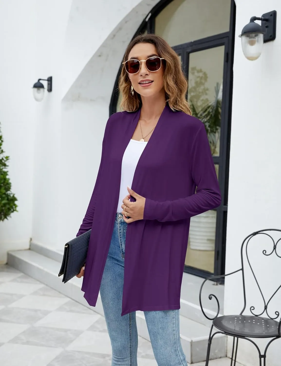 Newchoice Womens Casual Lightweight Long Sleeve Cardigan Soft Drape Open Front Fall Dusters (S-3XL)