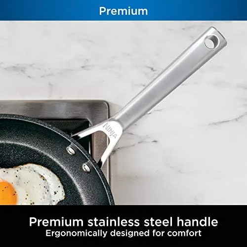 Ninja C30628 Foodi NeverStick Premium 11-Inch Square Griddle Pan, Hard-Anodized, Nonstick, Durable & Oven Safe to 500°F, Slate Grey