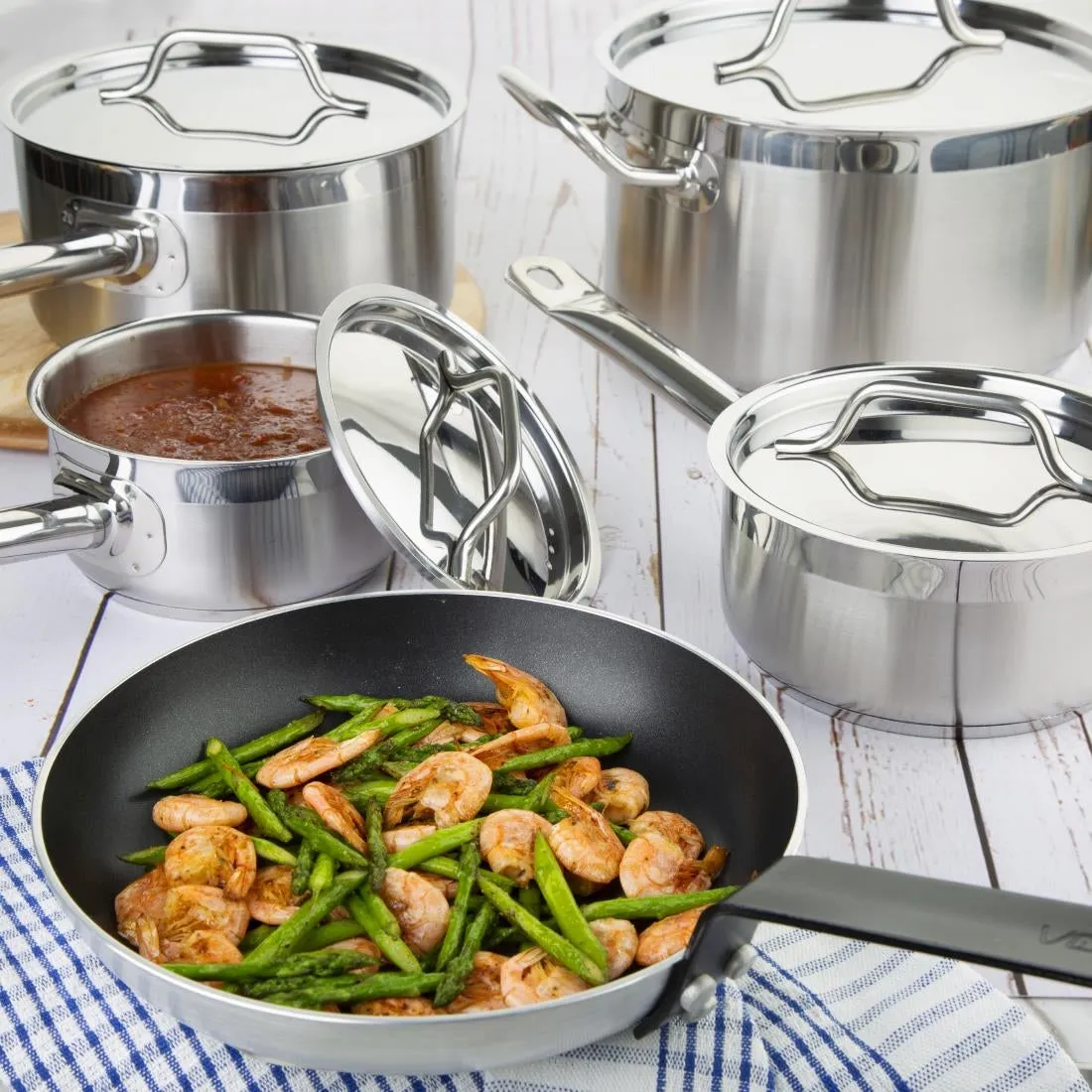 Nisbets Essentials Cook Like A Pro Stainless Steel & Aluminium 5-Piece Cookware Set