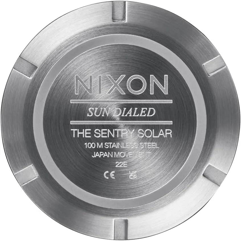 NIXON Sentry Solar A1346-100m Water Resistant Stainless Steel Solar Powered Analog Watch (40 mm Watch Face, 20-18 mm Custom Tapered Stainless Steel Band)