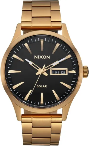 NIXON Sentry Solar A1346-100m Water Resistant Stainless Steel Solar Powered Analog Watch (40 mm Watch Face, 20-18 mm Custom Tapered Stainless Steel Band)